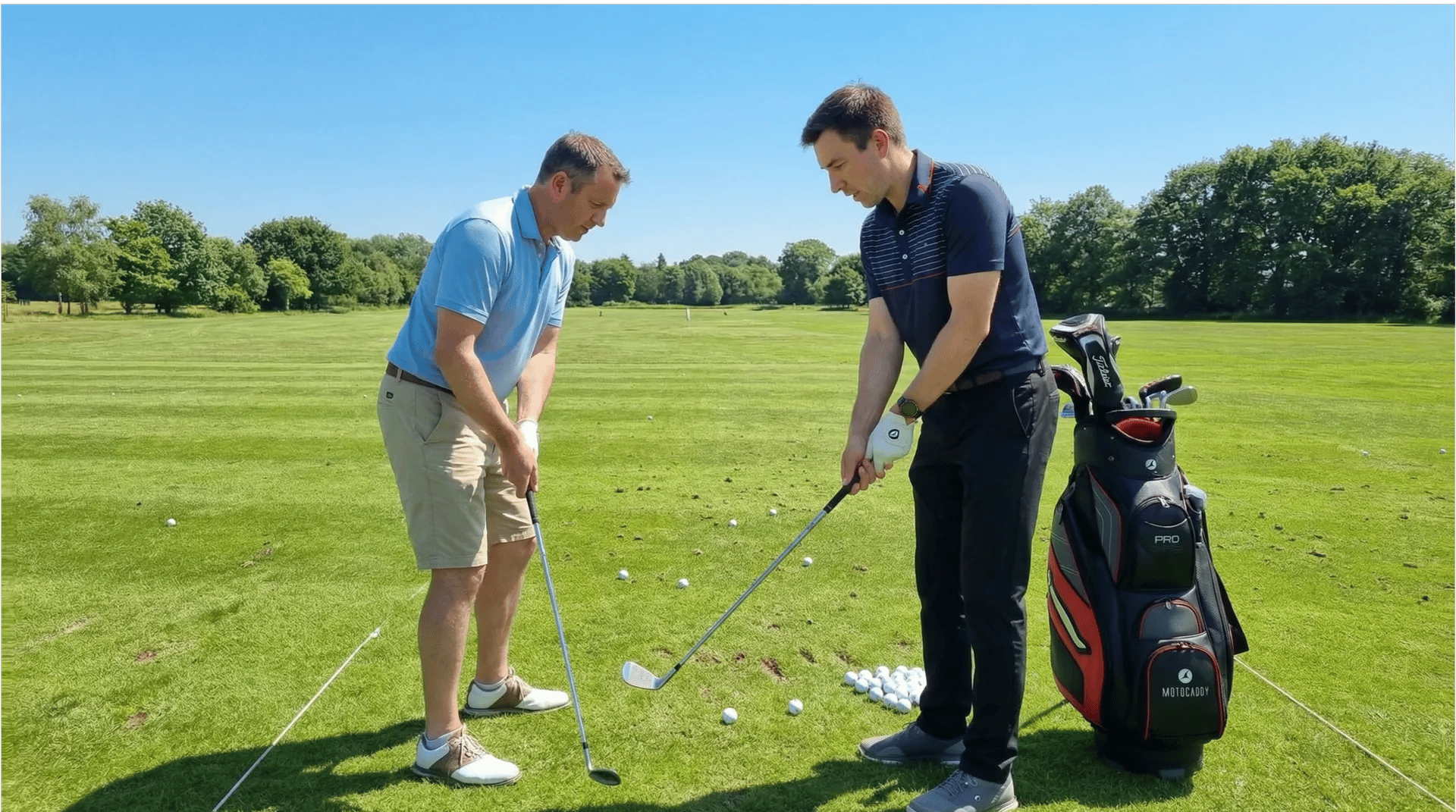 Tadd Bainton coaching a beginner golfer