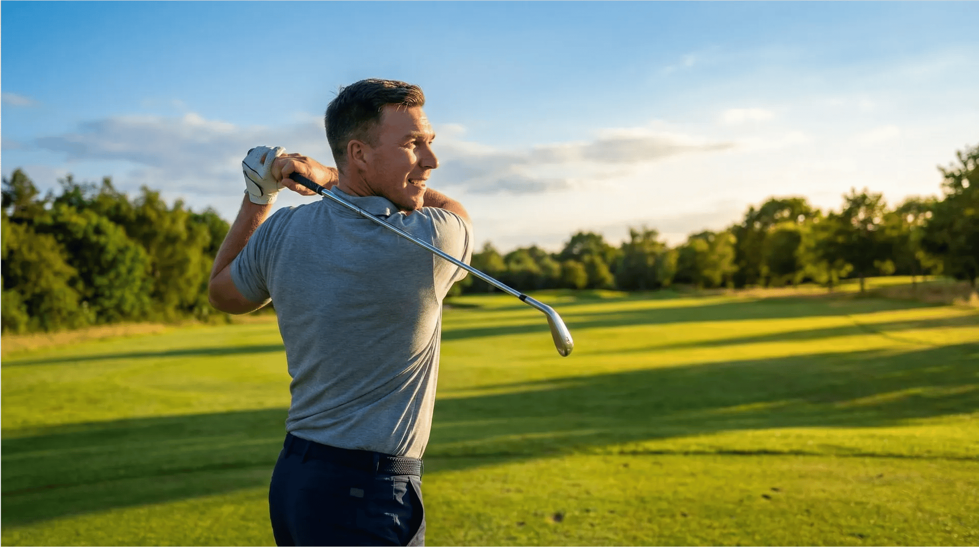 Tadd Bainton demonstrating a follow-through swing