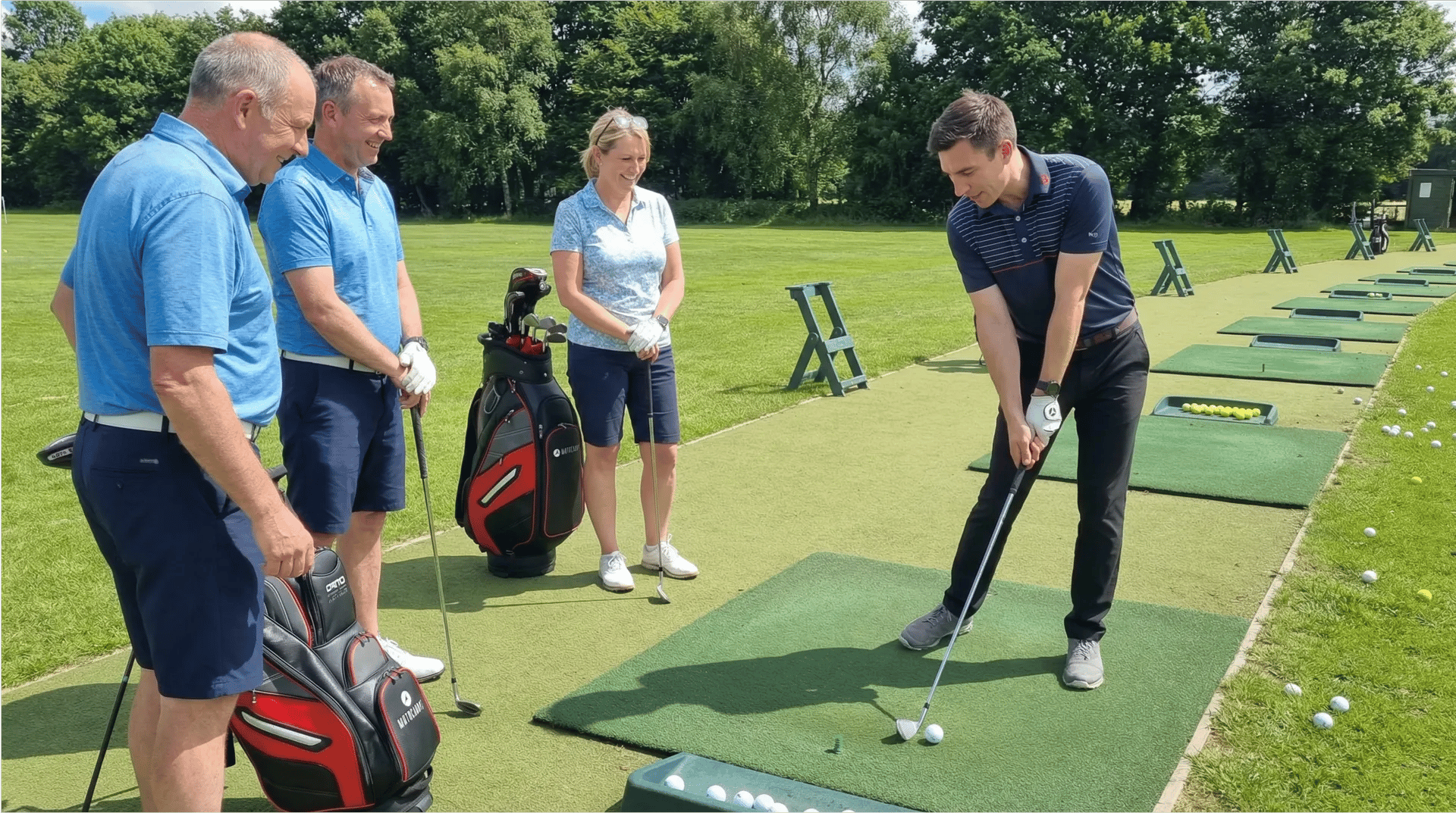 Tadd Bainton leading a group golf lesson